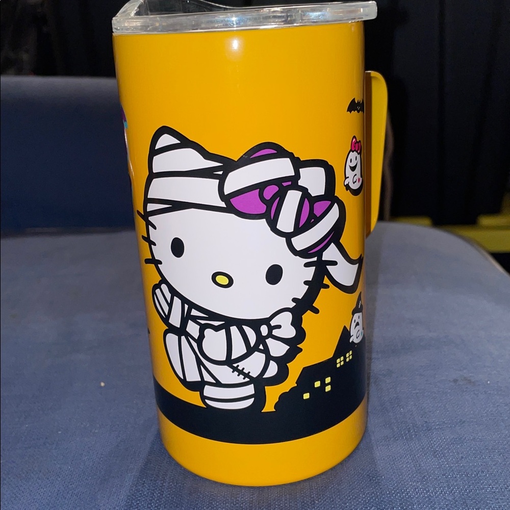 Hello Kitty Tumbler Halloween mummy Insulated Orange with handle New 7” tall